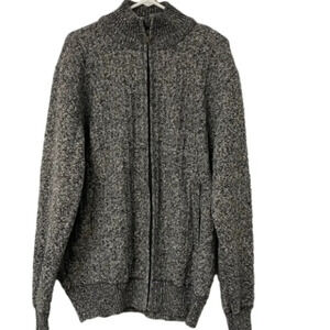 66 Apparel Men's Gray Full Zip Up‎ Mock Neck Lined Knit Sweater